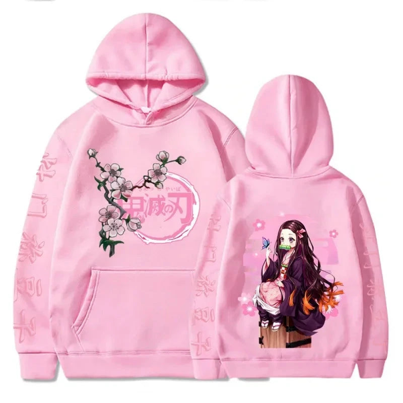 Harajuku Demon Slayer Plus Size Hoodie Kamado Nezuko Graphic GlowCart