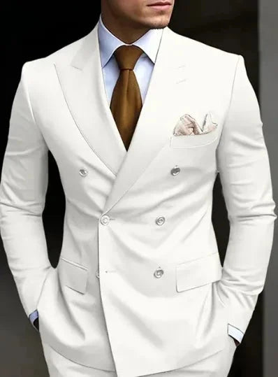 High Quality Brown Men's Suits Double Breasted Bespoke GlowCart