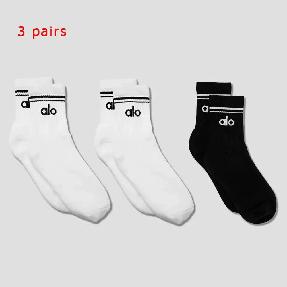 Knit Yoga Socks Women Four Seasons Retro Cotton Comfortable Colorful Middle Length Sports Fitness Long Socks for Yoga Pilates GlowCart