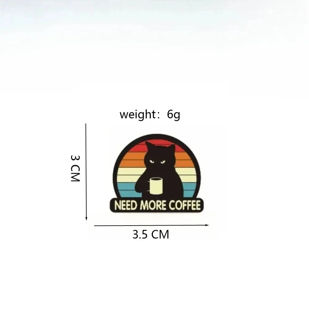Wannee Cartoon Black Cat Enamel Badge Cute Animal Funny GlowCart