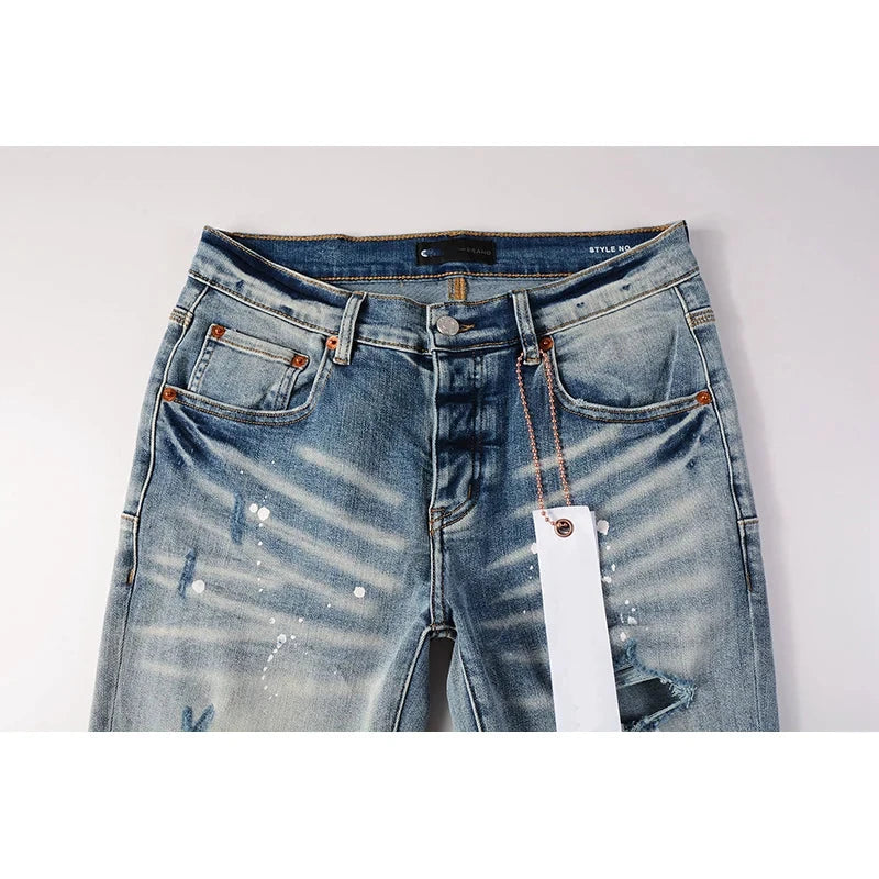 Men's American High Street Distressed Washed Light Blue GlowCart