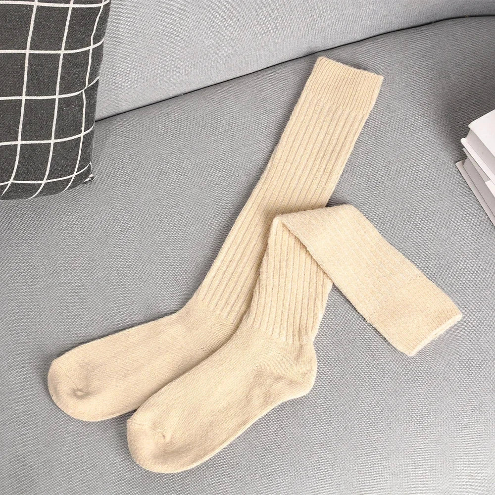 Women Long Socks Cashmere Women Boot Solid Wool Thigh GlowCart