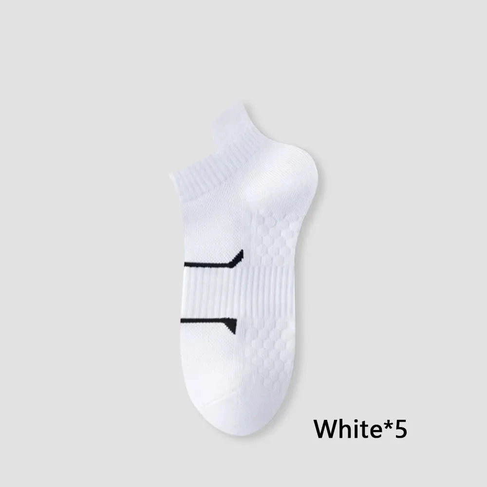 5pcs Men's Short Sports Socks Summer For Running Breathable Casual Soft Comfortable Polyester Sports Socks Thin GlowCart