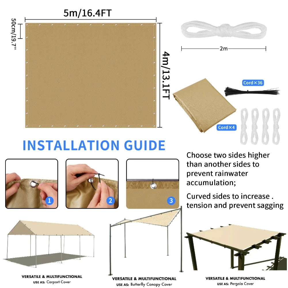 2x3/3x3/3x4/4x5M Sun Shade Sail Waterproof Outdoor Square GlowCart
