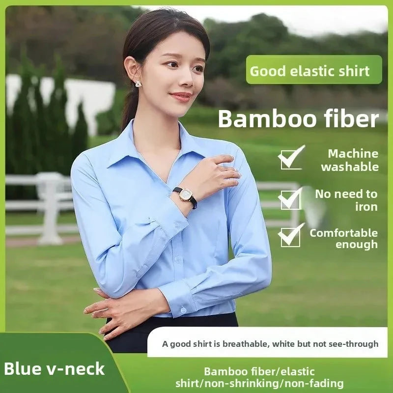 Plus Size Bamboo Fiber Elastic Work Shirt Extra Large plus GlowCart