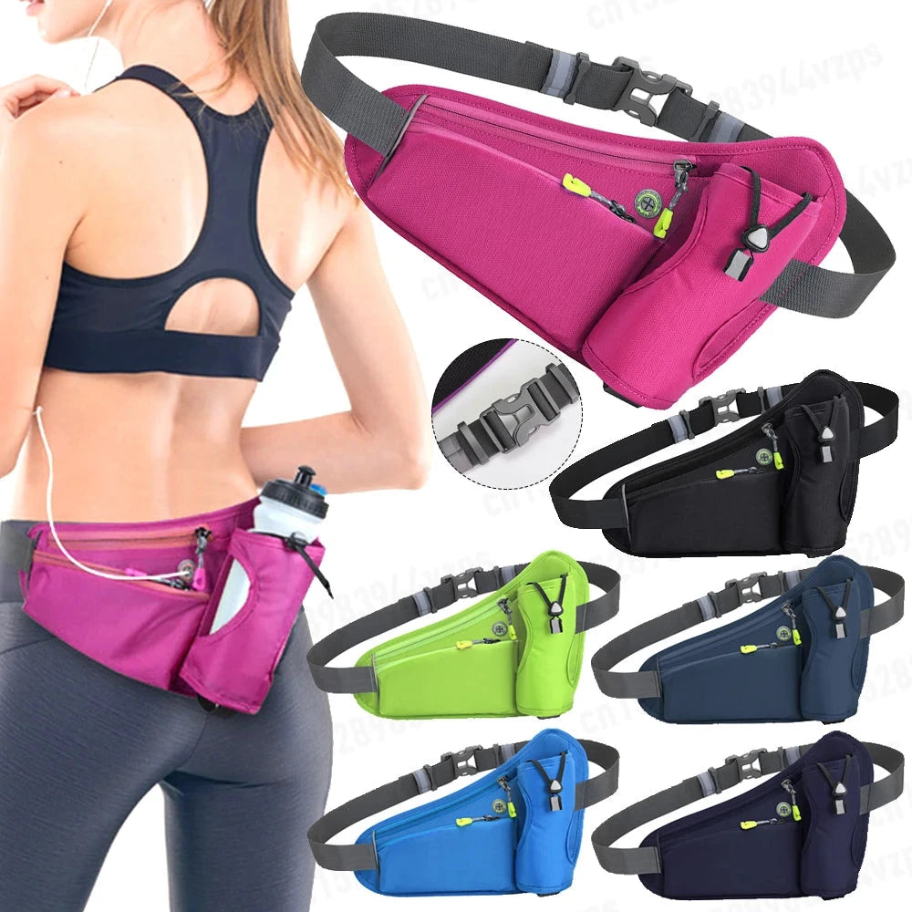 Sport Waist Pack Large Capacity Hydration Belt Pack Multifunction Water Bottle Holder Bag Waterproof for Running Cycling GlowCart