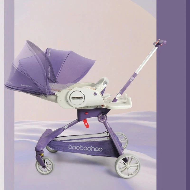 2025 New Baby Stroller A High-view, Lightweight Stroller That Can Be Sat on, Reclined, Pushed in Both Directions, and Folded. GlowCart