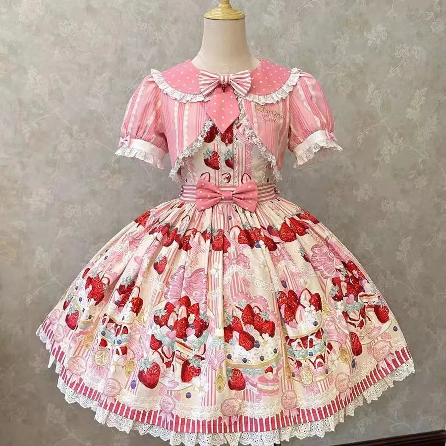 MAGOGO Victorian Sweet Lolita Jsk Dress Cute Striped GlowCart