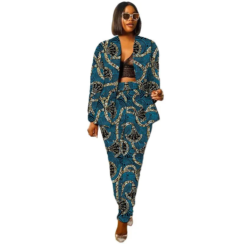African Collarless Jacket Women's Suit Nigerian Style Female GlowCart