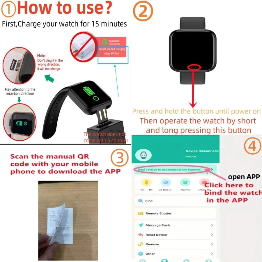 Smartwatch Men Women Wristwatches Smart Watch Message GlowCart