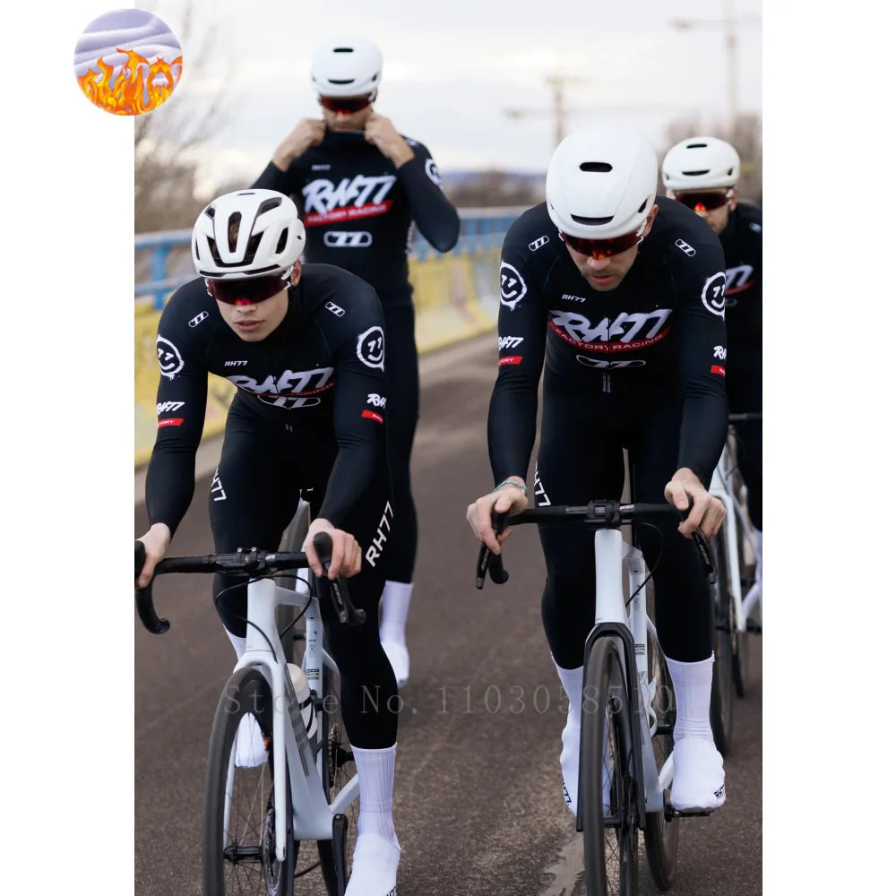 RH77 Bike Thermal Fleece Bicycle Jersey Winter Warm Cycling Jerseys Road Race Cut Aero Jersey Men Italian Clothing Long Sleeve GlowCart