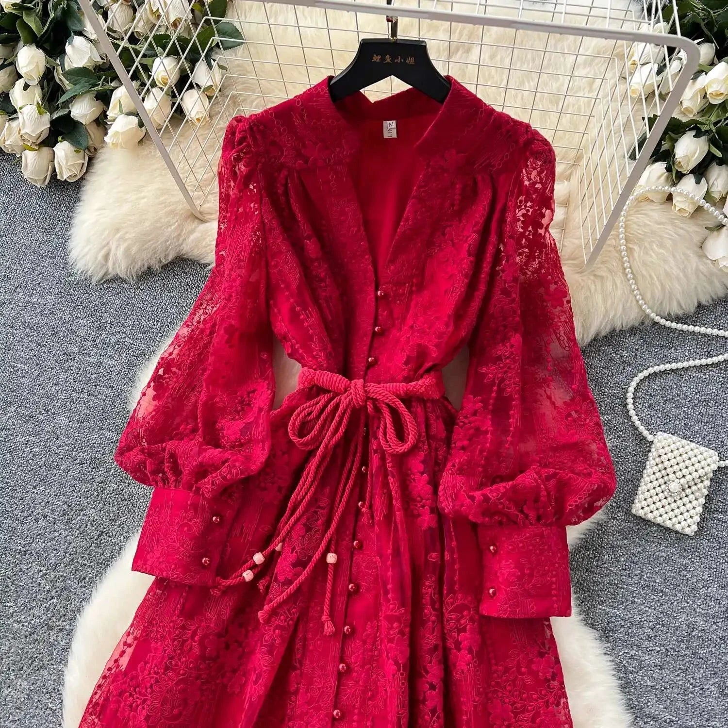Luxury Embroidery Formal Dresses Women Summer Autumn Lantern GlowCart