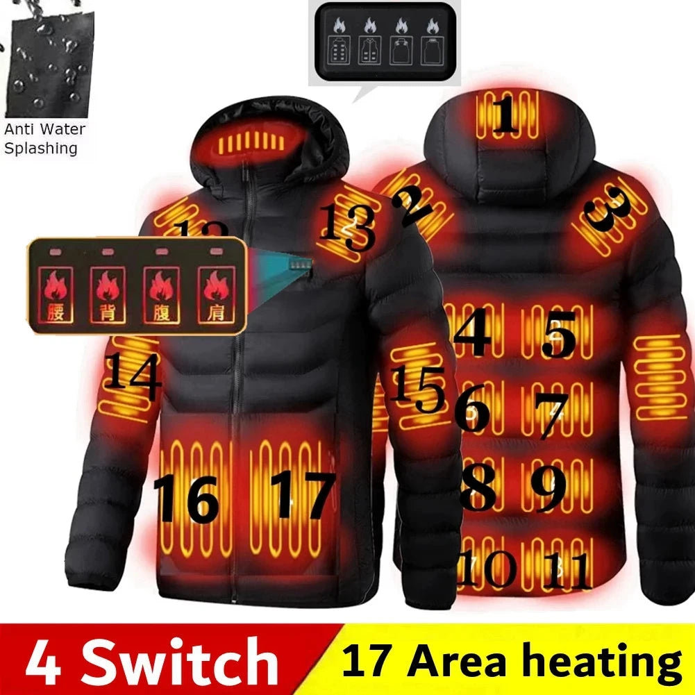 Men Heated Jacket USB Winter Outdoor Electric Heating male GlowCart