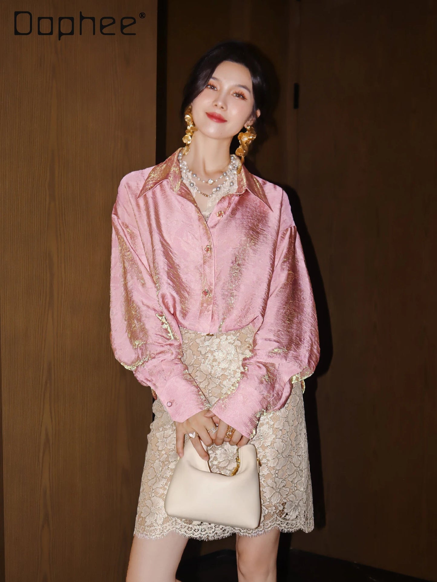 Gorgeous Retro Jacquard Long Sleeve Shirt Women French High-End Light Luxury Socialite Gentle Fairy Style Loose Slim Shirt Top GlowCart