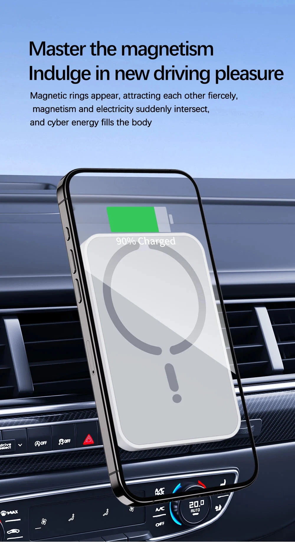 15W Magnetic Car Wireless Charger For Magsafe iPhone 12 13 GlowCart