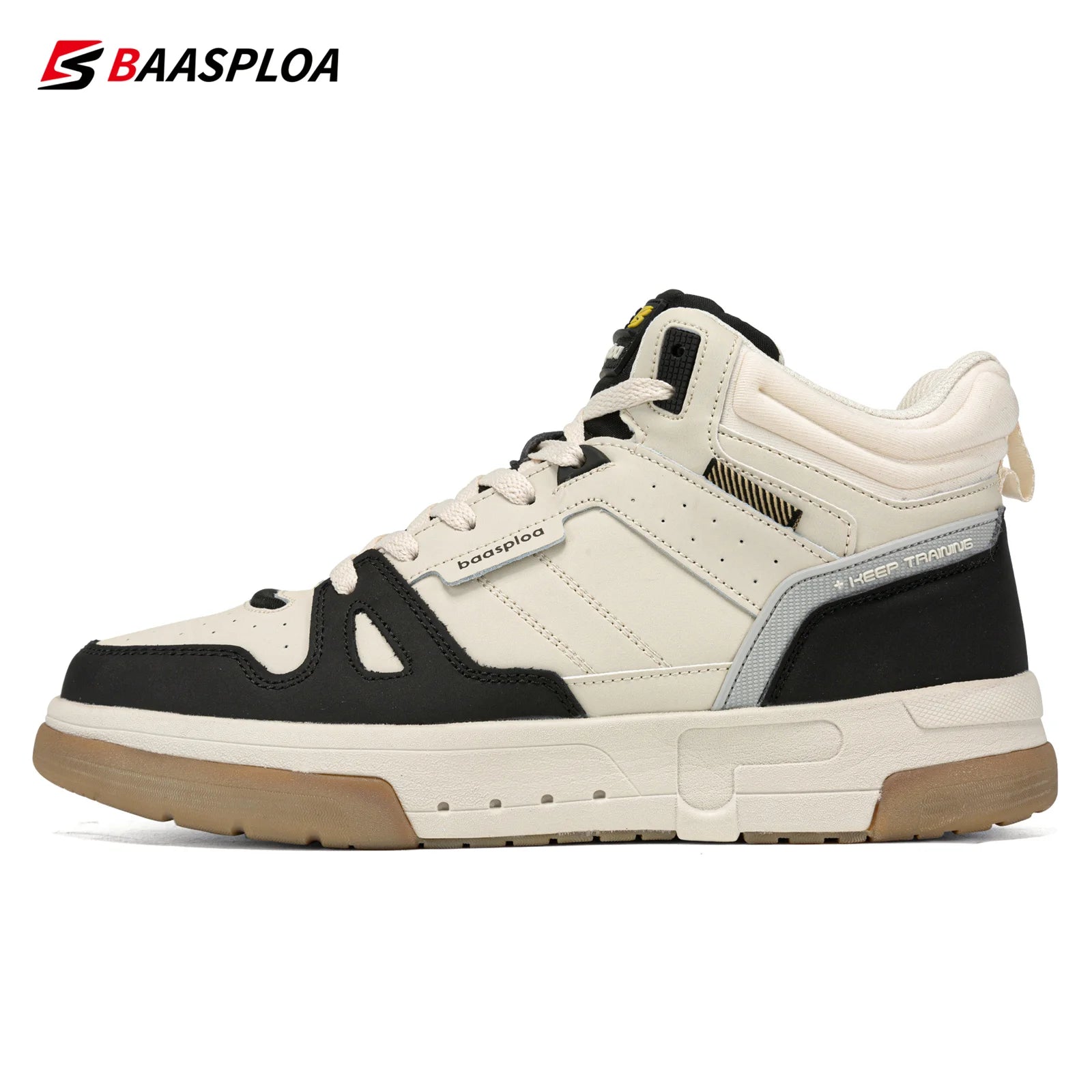 Baasploa Men Winter Sneakers Casual Skateboard Shoes for Men Comfort Plush Warm Cotton Shoes Non-Slip Outdoor Male Sneakers GlowCart