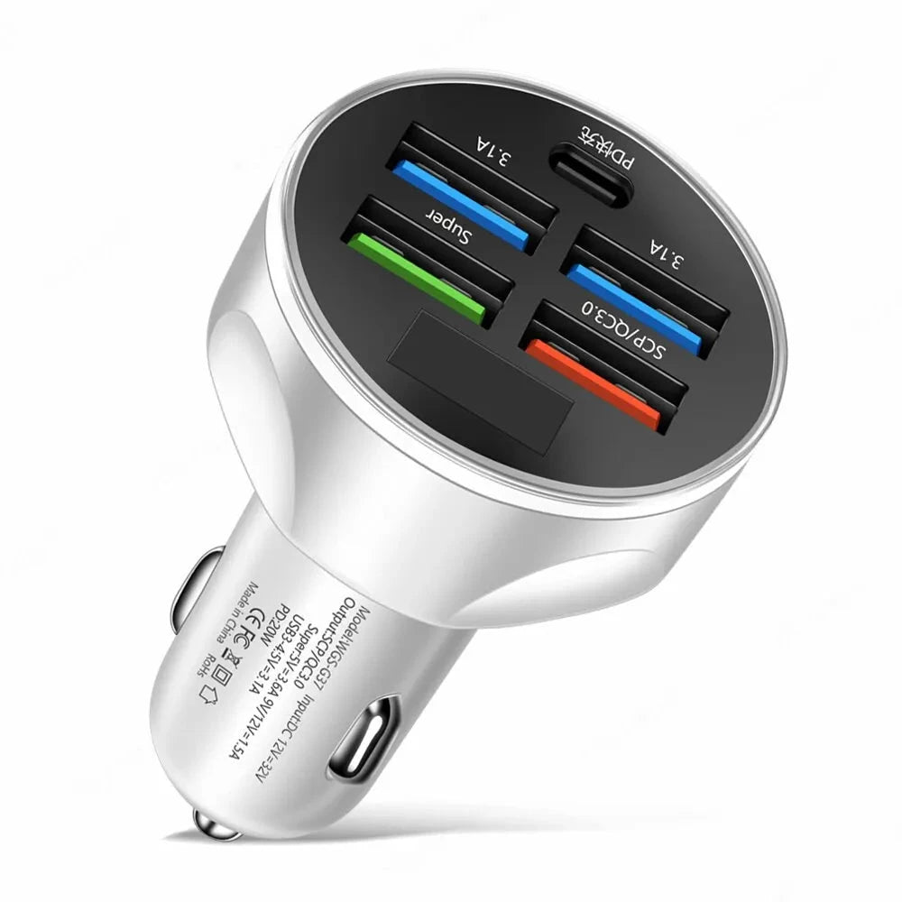 4usb PD 250W Car Charger Type C Fast Charging Auto Mobile GlowCart
