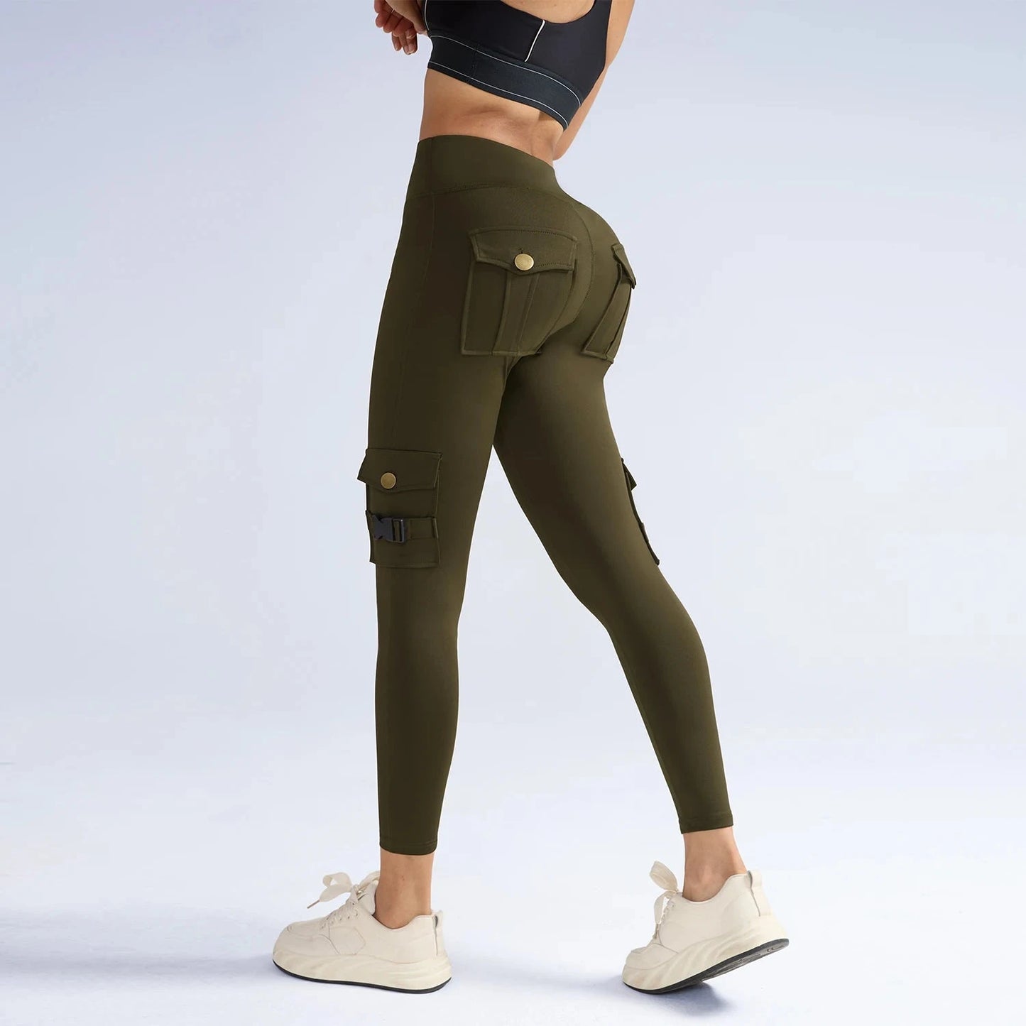 Women Workout Tight Leggings with Pockets Hidden Scrunch GlowCart