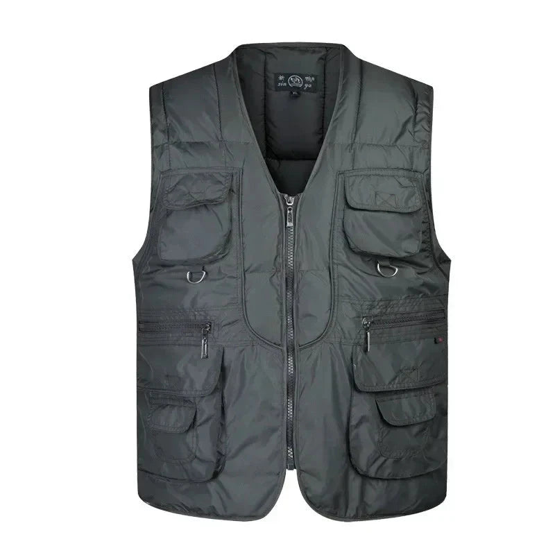 Classic Multi-Pocket Men's Padded Vest Winter Warm GlowCart