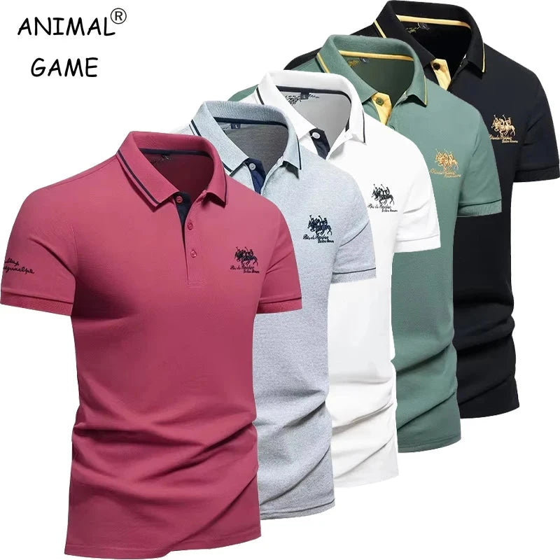 summer Men's Short Sleeve Embroidered Polo T-Shirt GlowCart