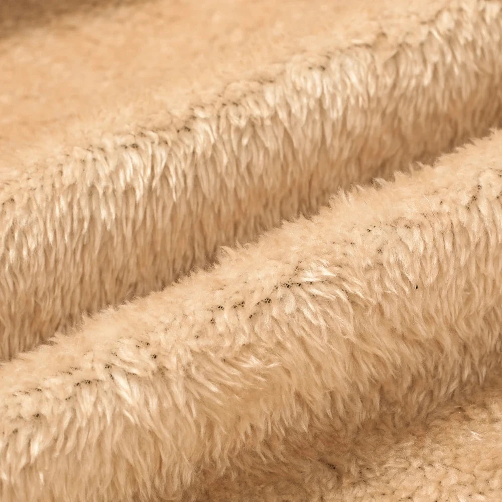 Trendy Sweatshirt Coat Front Pockets Warm Zipper Lamb Wool GlowCart