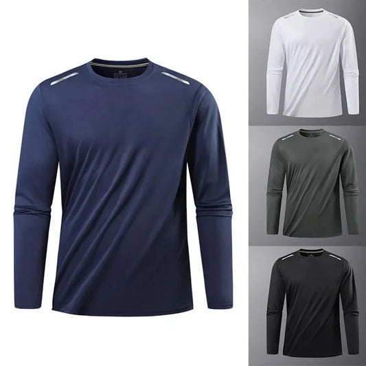 Reflective Sport Gym T Shirt Men Quick Dry Running Bodybuilding Shirts Men Long Sleeve Fitness Pullover Top Spring Autumn GlowCart