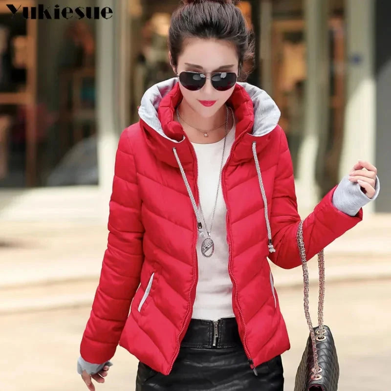 clothes Winter XXXL Jacket Women hooded Solid Color Short GlowCart