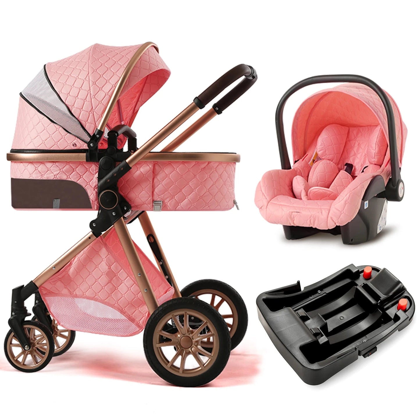 Fashion Baby Stroller 3 in 1 Baby Travel System Newborn Baby Cart Portable Pushchair Baby Cradel Infant Carrier Free Shipping GlowCart