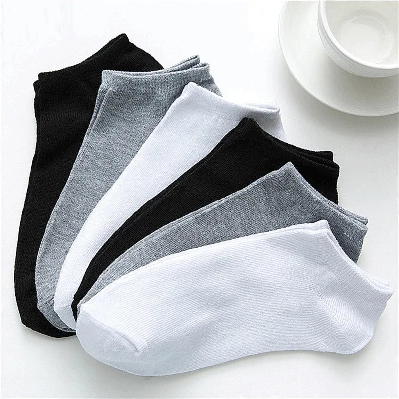 Men Ankle Socks Solid Color Black White Gray Invisible Breathable Cotton Sports Socks Male Short Socks Women Men Sox 10/5Pcs GlowCart