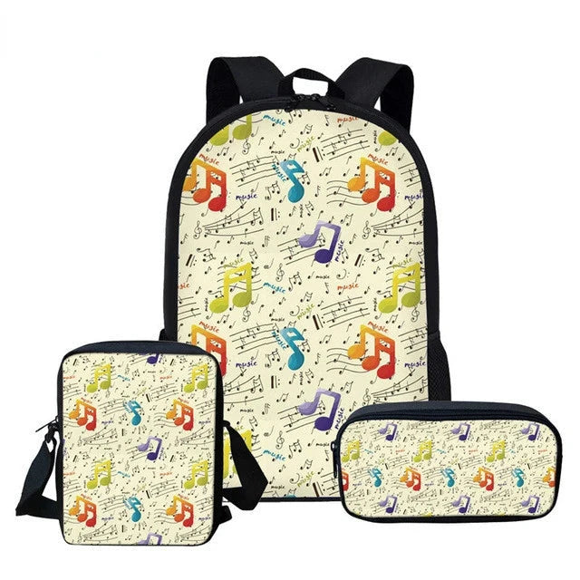 Luxury Piano Keyboard Musical Notes 3D Print 3pcs/Set School GlowCart