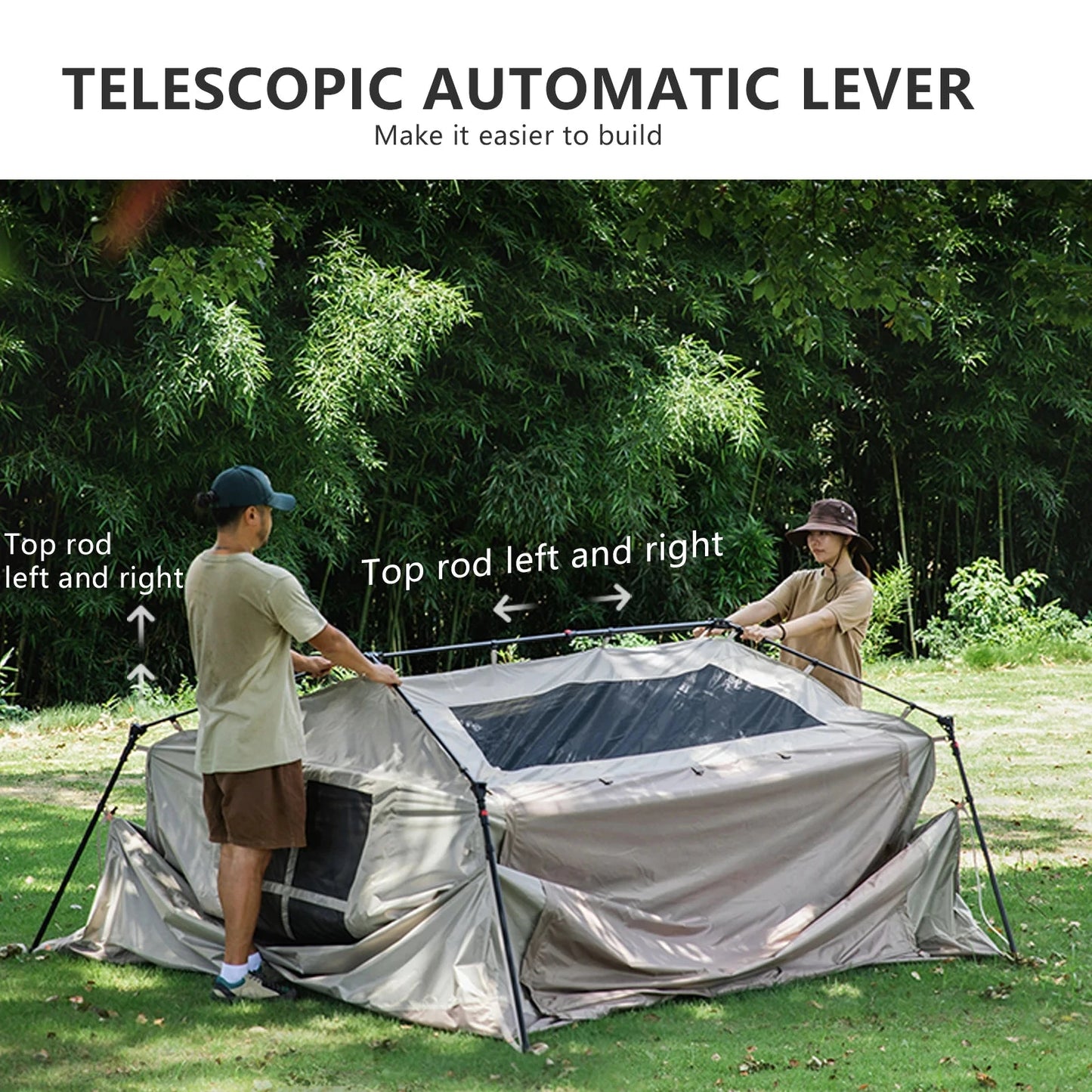 BISINNA One-touch Ridge Type Tent Titanium Glue 3-4 Persons GlowCart