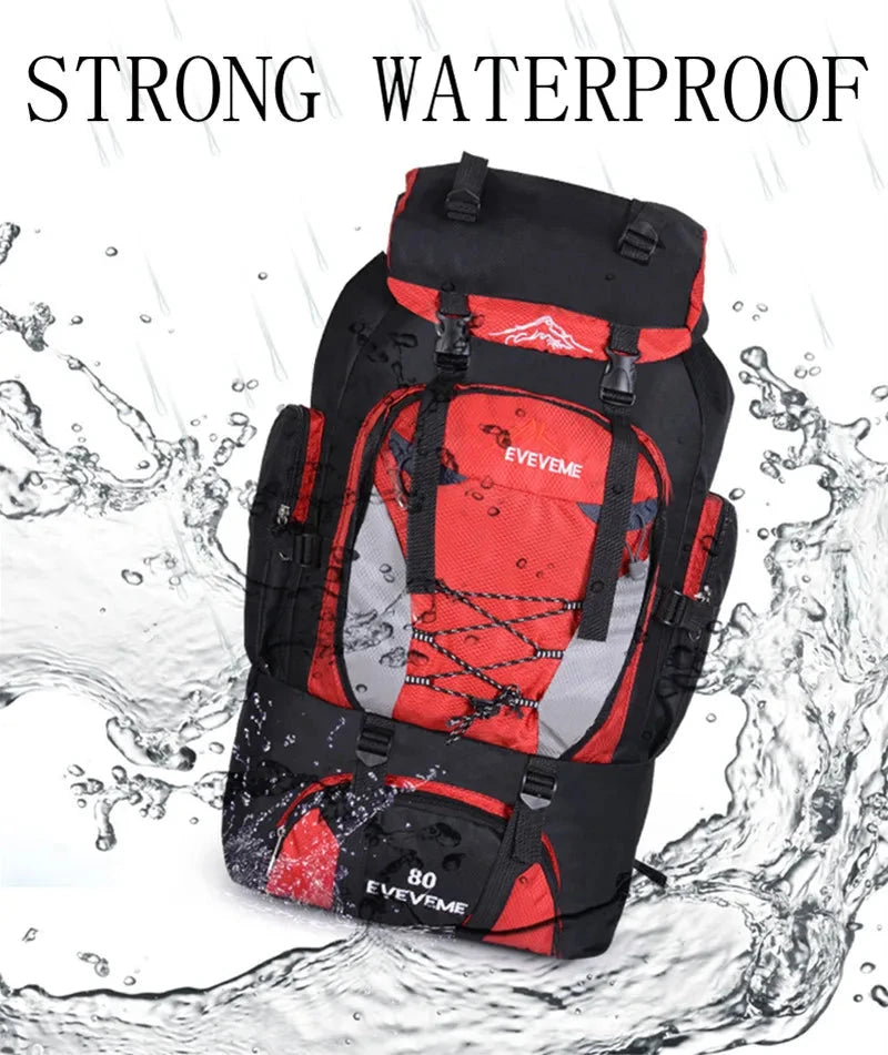 Men's 80L Large Waterproof Climbing Hiking Backpack Camping GlowCart