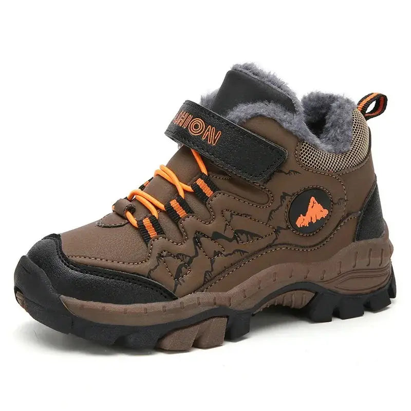 Winter Hiking Shoes Boy Kids Snow Boots Teenagers Children Shoe Walking Climbing Sneakers Leather Waterproof Non-slip Sport Warm GlowCart