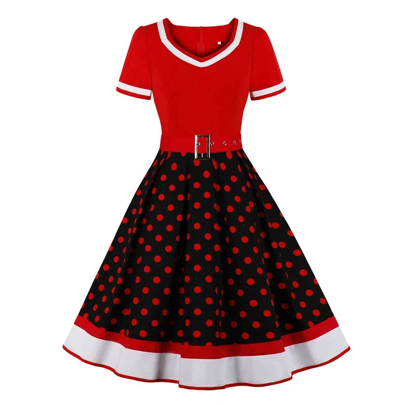 Tonval Vintage 50s Ladies Floral Pleated Rockabilly Dress GlowCart