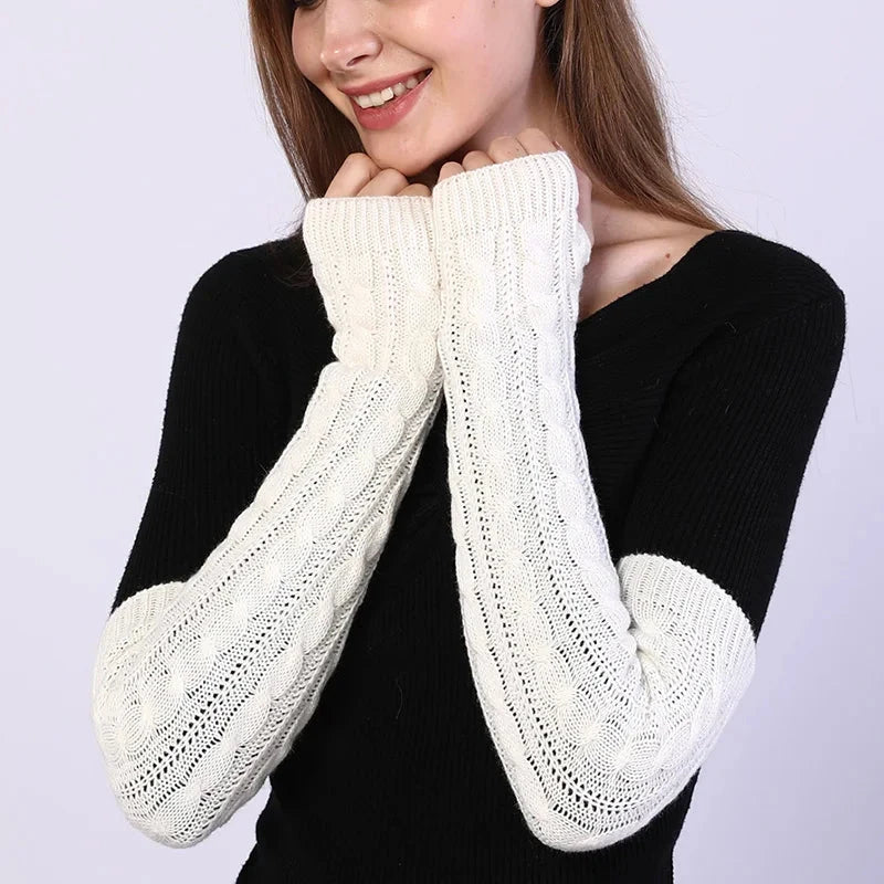 Winter Women's Mitten Knitted Arm Warmers Long Fingerless GlowCart