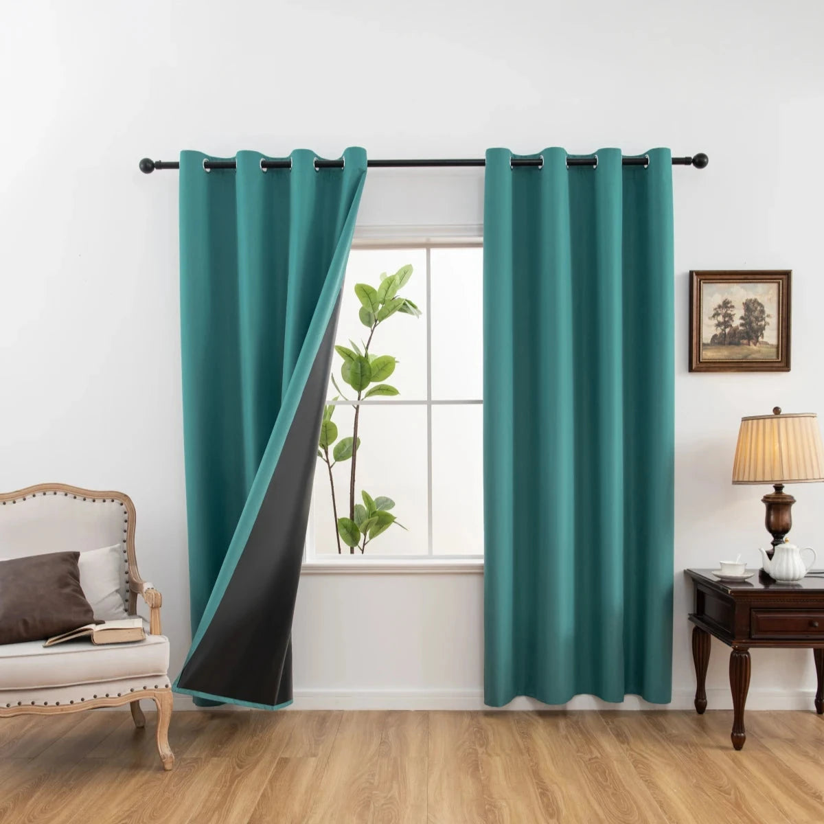 1pc Solid Blackout Curtains with Grommets, Total Privacy GlowCart