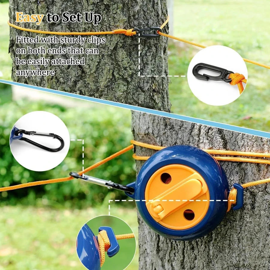 Portable Travel Clothesline,32.8ft Retractable GlowCart