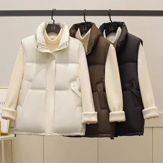 Cropped Puffer Vest Women Lightweight Quilted Bodywarmer GlowCart