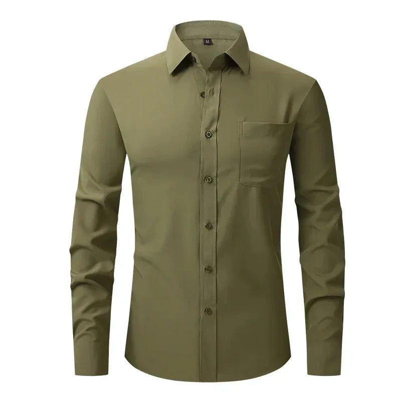 US Size Elastic Shirt New Men's Business and Leisure Long GlowCart