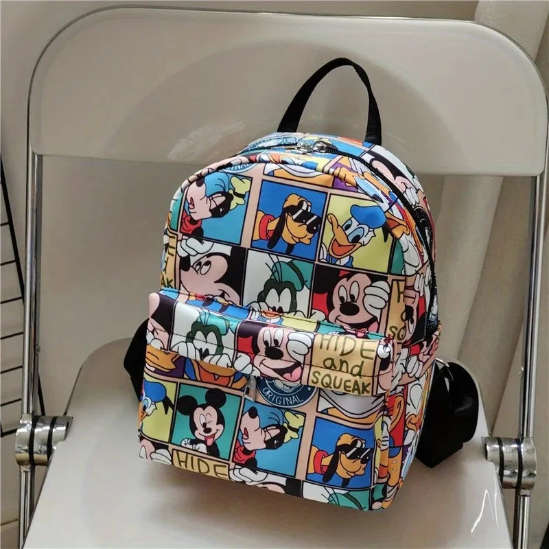 MINISO New Cute Mickey Mouse Cartoon Backpack Burden-Reducing Spine Protector Student Bag Cross-border Versatile School Bag GlowCart