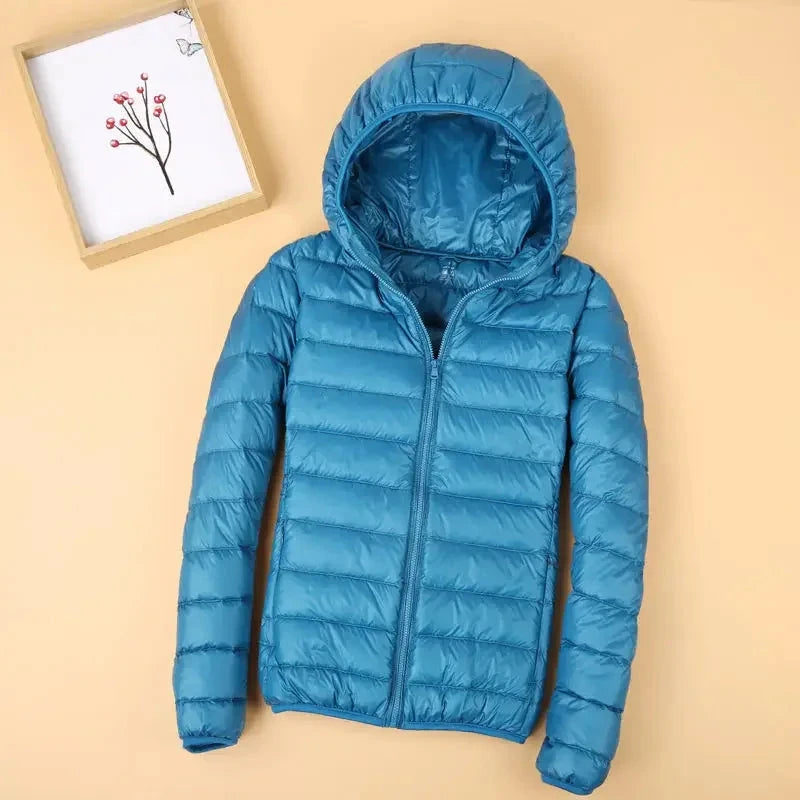 Autumn and winter hooded down jacket women's 2025 new simple GlowCart