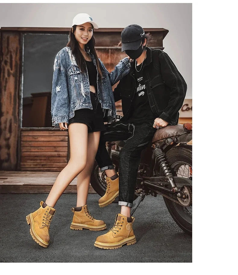 Boots Men High Top Boots High Quality Women Leather Shoes GlowCart