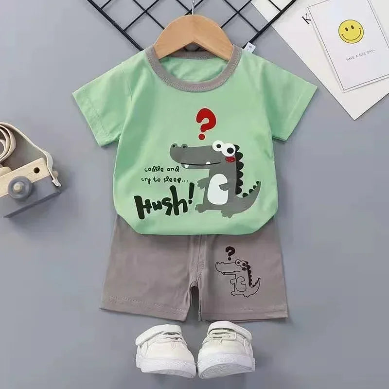 2PCS Children's Sets mother Kids Clothes Boys Girl T-shirt