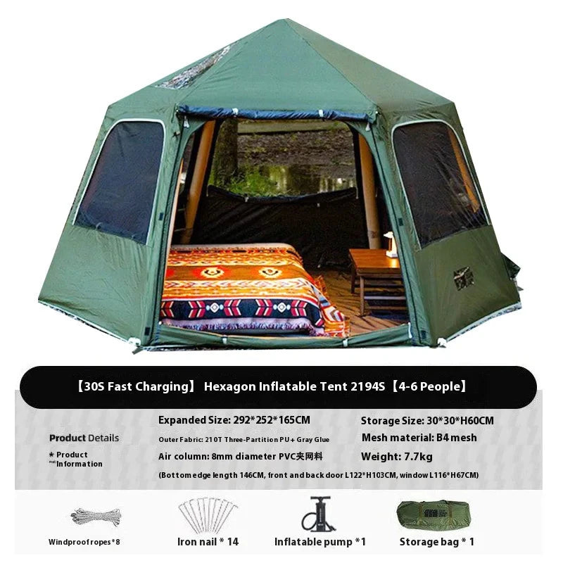 Large camping air tent 4-6 people Waterproof Family Tent GlowCart