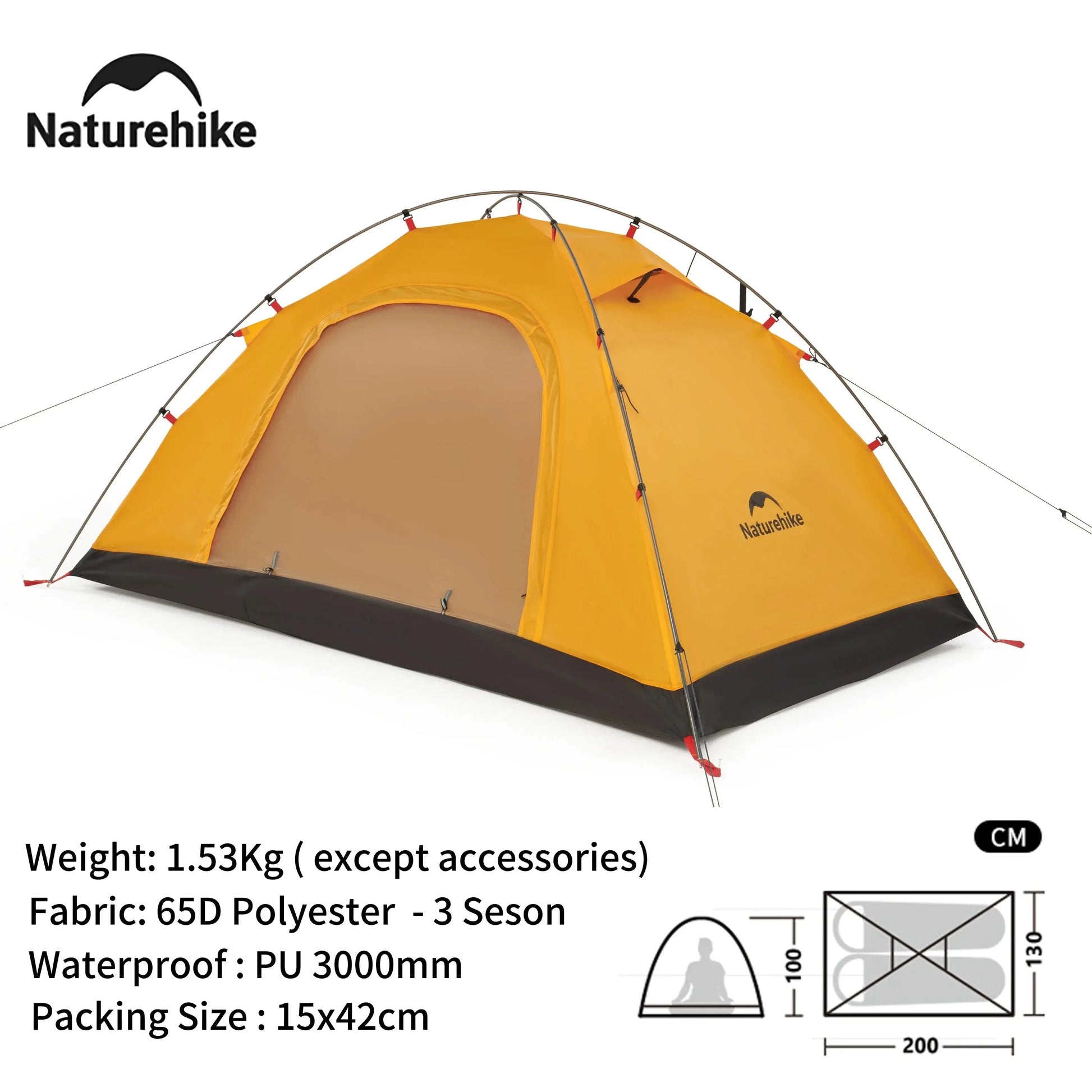 Naturehike 2 person camping tent easy to build super light GlowCart