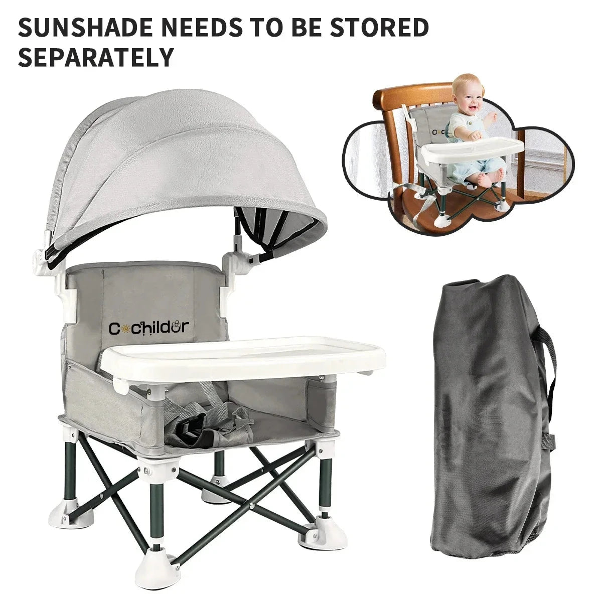 Kids chair, Portable and foldable, it can be used to increase the height of the seat, as a feeding chair and an outdoor camping GlowCart