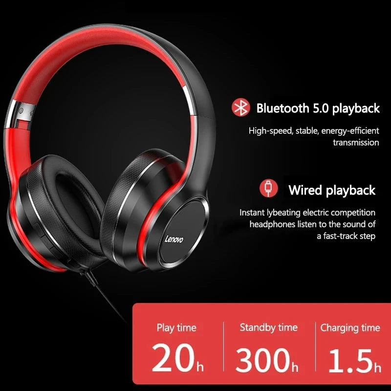 Lenovo HD200 Bluetooth Earphones Over-ear Foldable Computer GlowCart