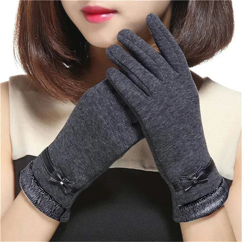 New Fashion Grace Lady Gloves Women Winter Vintage Bow-Knot GlowCart