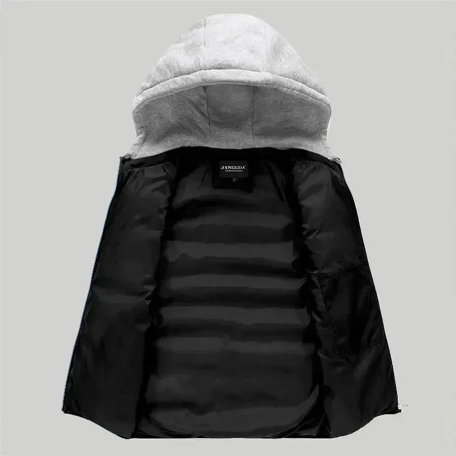 Men's Padded Vest Autumn Winter Hooded Jackets Outerwear GlowCart