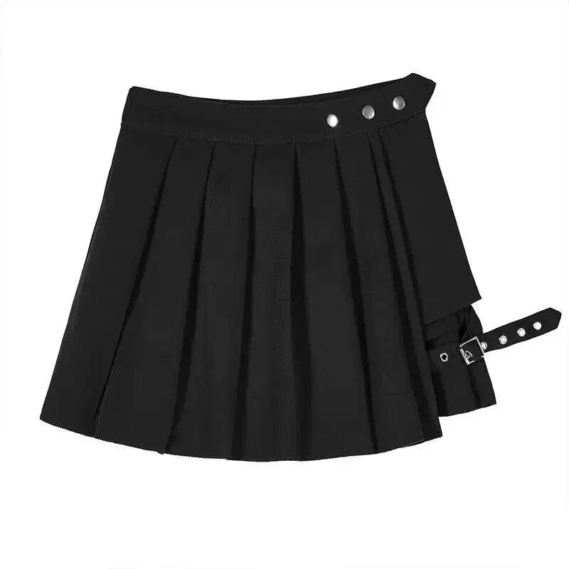 Sexy Gothic Women Skirt High Waist Pleated Punk  Black GlowCart